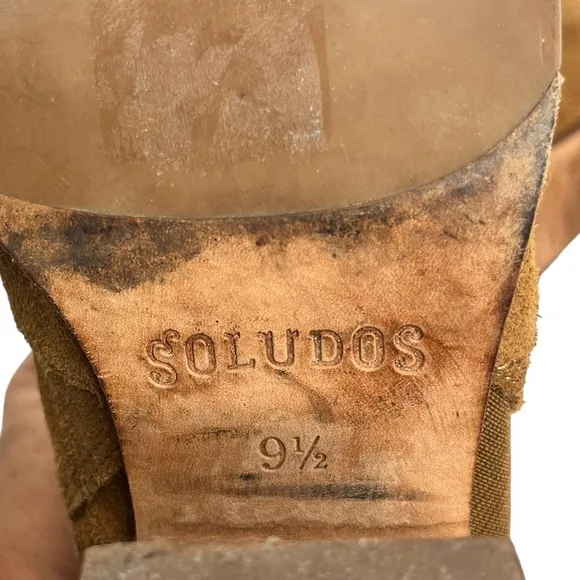 Soludos Emma Brown Stacked Heeled Chestnut Suede Ankle Boots Booties 9.5