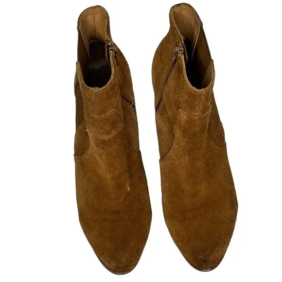 Soludos Emma Brown Stacked Heeled Chestnut Suede Ankle Boots Booties 9.5