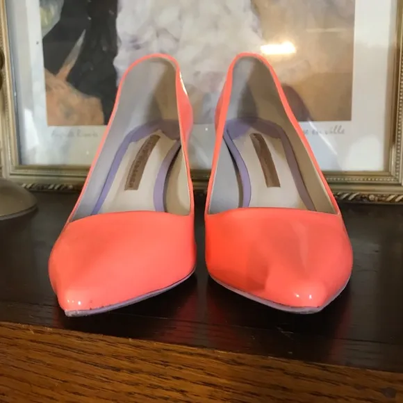 SOPHIA WEBSTER &quot;LOLA&quot; PATENT LEATHER TANGERINE CLASSIC PUMP HEELS (36)