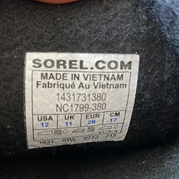 Sorel 1831 Gray &amp; Yellow Insulated Waterproof Snow Boots Kids Size 12