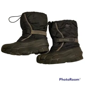 Sorel boots nylon waterproof Black w/gray trim SZ 6