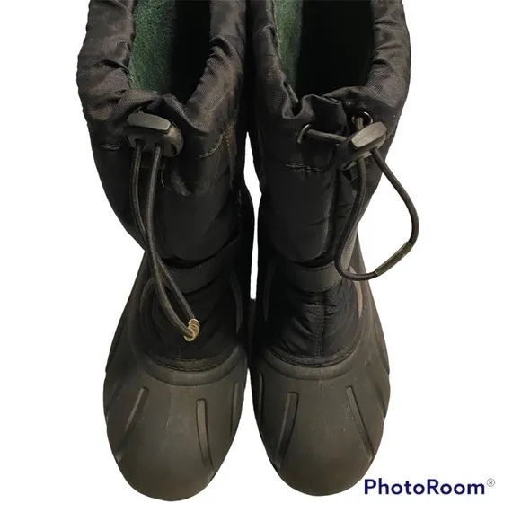 Sorel boots nylon waterproof Black w/gray trim SZ 6