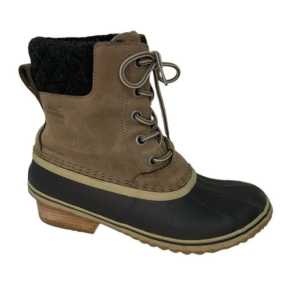 SOREL Boots Slimpack II Lace Up Brown Leather Waterproof Size 10 NL 3058-245