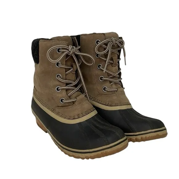 SOREL Boots Slimpack II Lace Up Brown Leather Waterproof Size 10 NL 3058-245