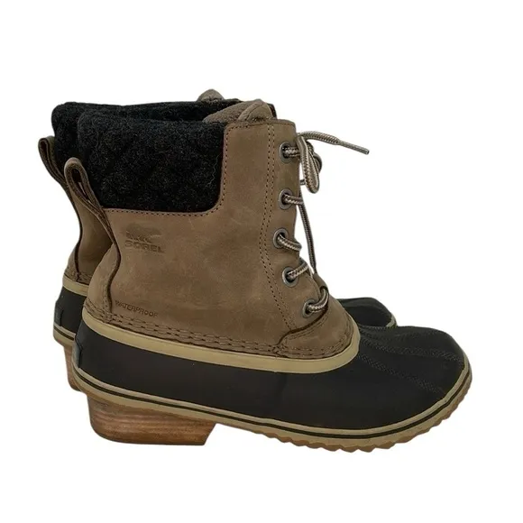SOREL Boots Slimpack II Lace Up Brown Leather Waterproof Size 10 NL 3058-245