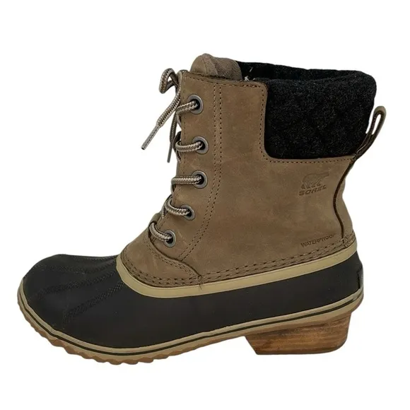 SOREL Boots Slimpack II Lace Up Brown Leather Waterproof Size 10 NL 3058-245