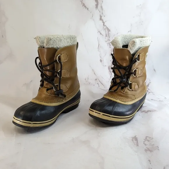 Sorel Boots Womens 6.5 37 Sherpa Rubber Winter Waterproof Thinsulate Youth 5