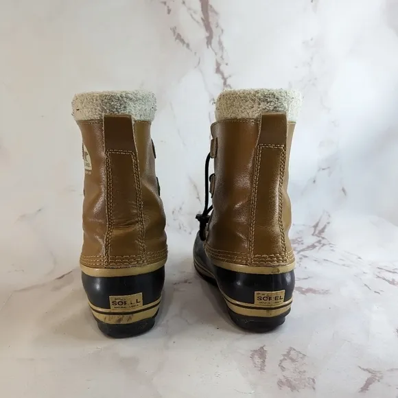 Sorel Boots Womens 6.5 37 Sherpa Rubber Winter Waterproof Thinsulate Youth 5
