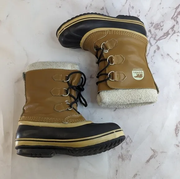 Sorel Boots Womens 6.5 37 Sherpa Rubber Winter Waterproof Thinsulate Youth 5