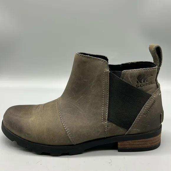 SOREL Emelie Waterproof Chelsea Boots Quarry Gray NL2671-053  Size US 6