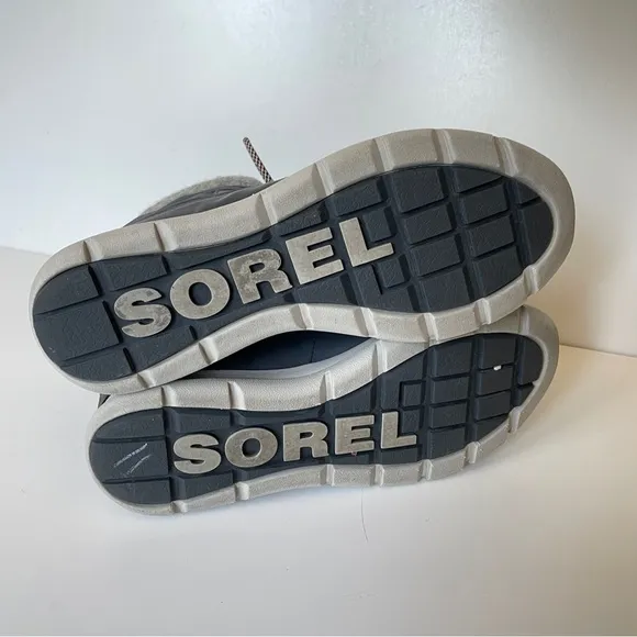 Sorel Explorer Carnival Waterproof Gray Snow Winter Boots 8.5 Wool Lace Up