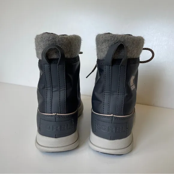 Sorel Explorer Carnival Waterproof Gray Snow Winter Boots 8.5 Wool Lace Up