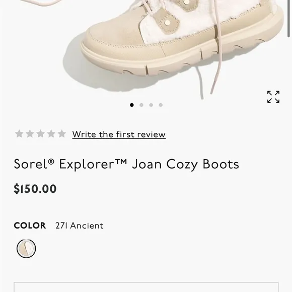 Sorel Explorer II Joan Cozy Boots Fossil cream waterproof suede shearling 10