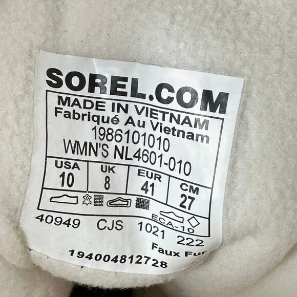 Sorel Explorer II Joan Cozy Sherpa Boots Black Sea Salt Womens Size 10 NEW