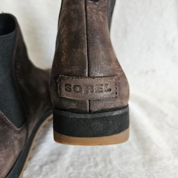 Sorel Harlow Chelsea Leather Boots Blackened Brown size 9.5 Waterproof