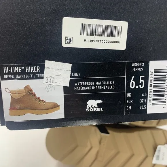 Sorel Hi-Line 2009121261‎ Hiker Boots Women's 6.5 Umber Tawny Buff Leather S0614