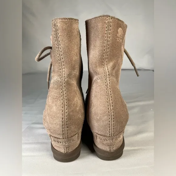Sorel Joan Artic Suede Boot Ash Brown Leather Girls size 5 Gladiator