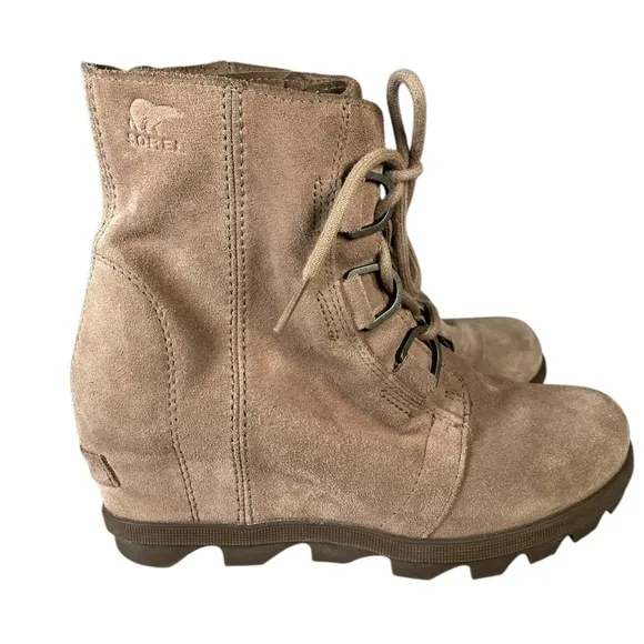 Sorel Joan Artic Suede Boot Ash Brown Leather Girls size 5 Gladiator