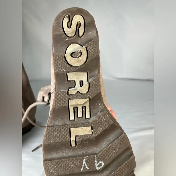 Sorel Joan Artic Suede Boot Ash Brown Leather Girls size 5 Gladiator