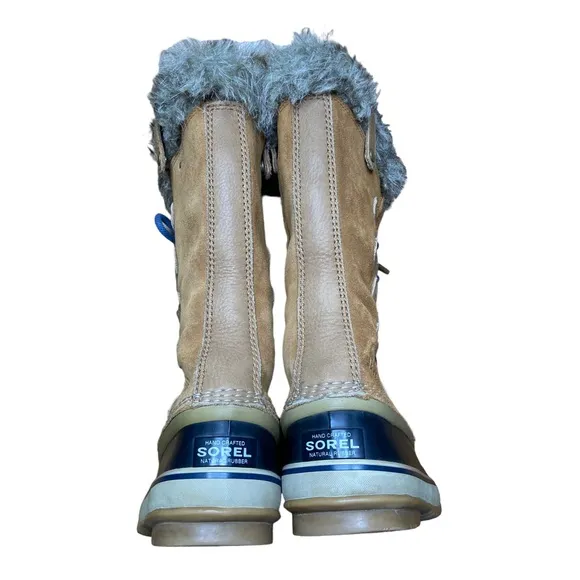 SOREL Joan of Arctic Elk Dark Mountain Leather Winter Boots Tan Size 7