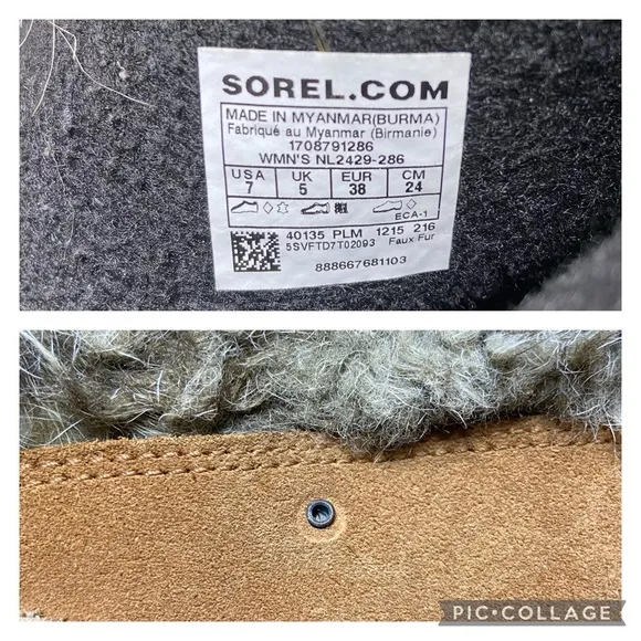 SOREL Joan of Arctic Elk Dark Mountain Leather Winter Boots Tan Size 7
