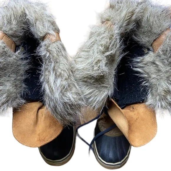 SOREL Joan of Arctic Elk Dark Mountain Leather Winter Boots Tan Size 7