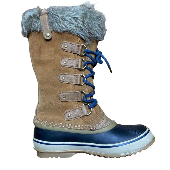 SOREL Joan of Arctic Elk Dark Mountain Leather Winter Boots Tan Size 7