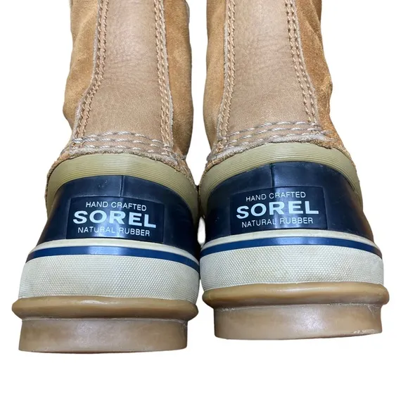 SOREL Joan of Arctic Elk Dark Mountain Leather Winter Boots Tan Size 7