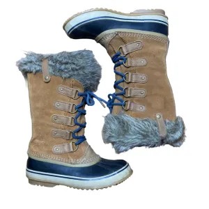 SOREL Joan of Arctic Elk Dark Mountain Leather Winter Boots Tan Size 7