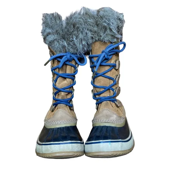 SOREL Joan of Arctic Elk Dark Mountain Leather Winter Boots Tan Size 7