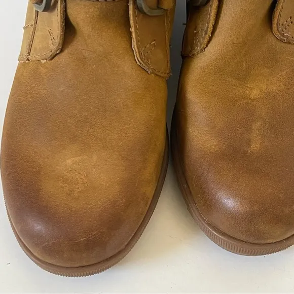 Sorel Joan Of Arctic Wedge Boots Lace Up Leather Camel Neutral Color Size 7