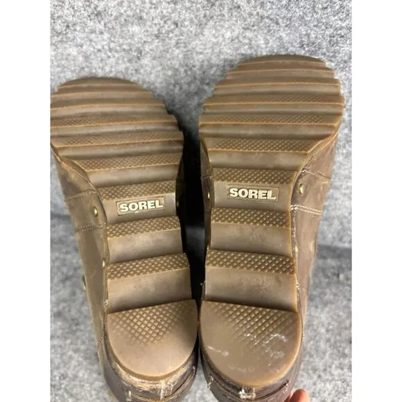 Sorel Joan of Arctic Wedge Boots Women's 8.5 Brown Waterproof Leather NL2173-005