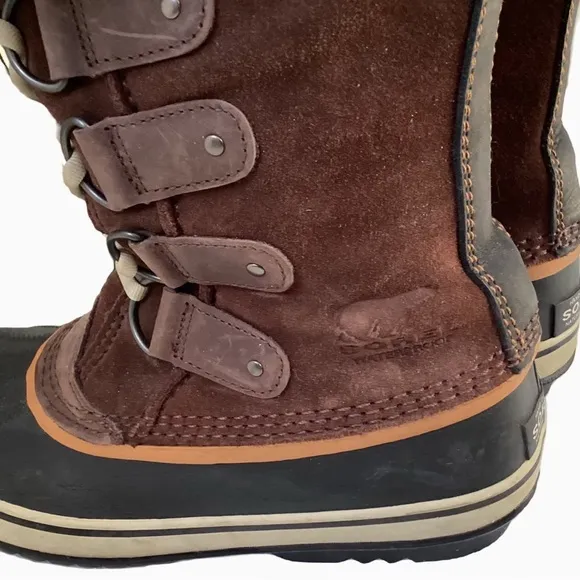 Sorel Joan of Arctic Wool lined Fur Trim Tall Brown Boots. 9