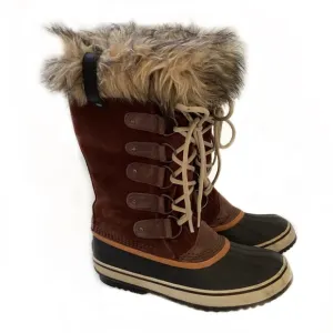 Sorel Joan of Arctic Wool lined Fur Trim Tall Brown Boots. 9