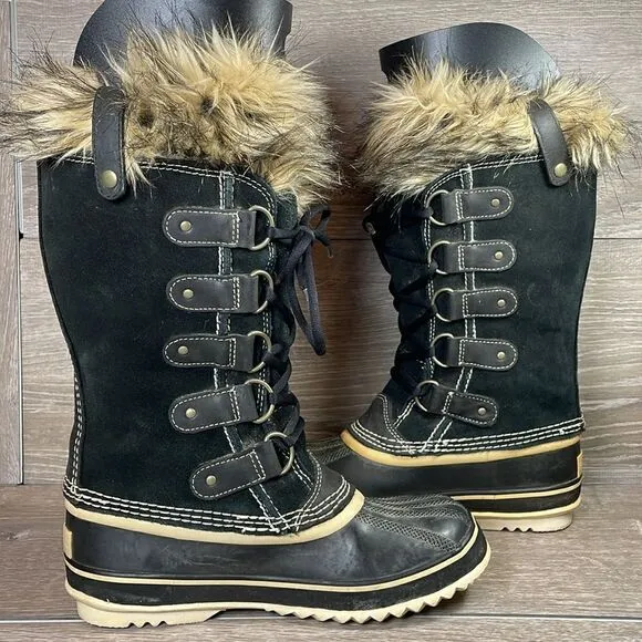Sorel Joan of Arctic Warm Waterproof Women’s Size 7 Black Suede Winter Boots