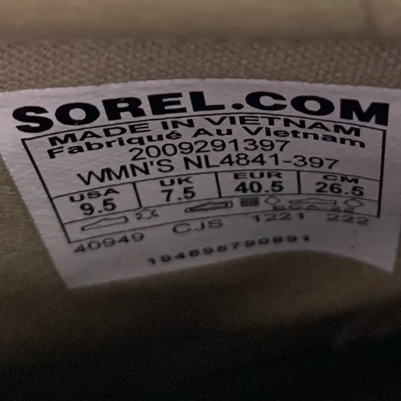 Sorel Lennox Hiker Stone Green Leather Ankle Boots Booties Waterproof 9.5