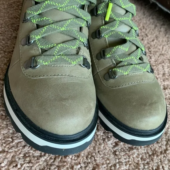 Sorel Lennox Hiker Stone Green Leather Ankle Boots Booties Waterproof 9.5