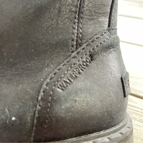 Sorel Lennox Shearling Black Leather Lace Up Boots Womens Size 10