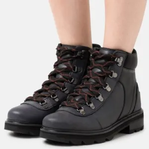 Sorel Lennox Waterproof Hiker STKD Boots Leather Lace Up Booties Black Size 9