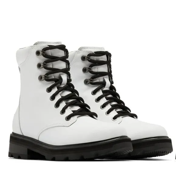 Sorel Lennox Waterproof Lace-Up Boots White and Black Size 8.5 New Retail $190