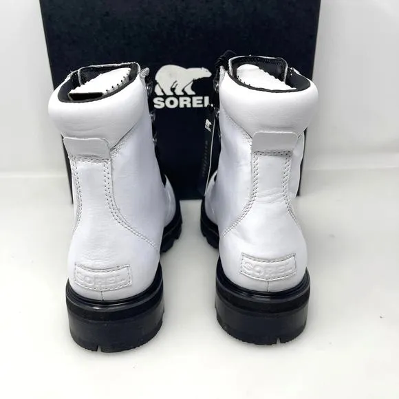 Sorel Lennox Waterproof Lace-Up Boots White and Black Size 8.5 New Retail $190