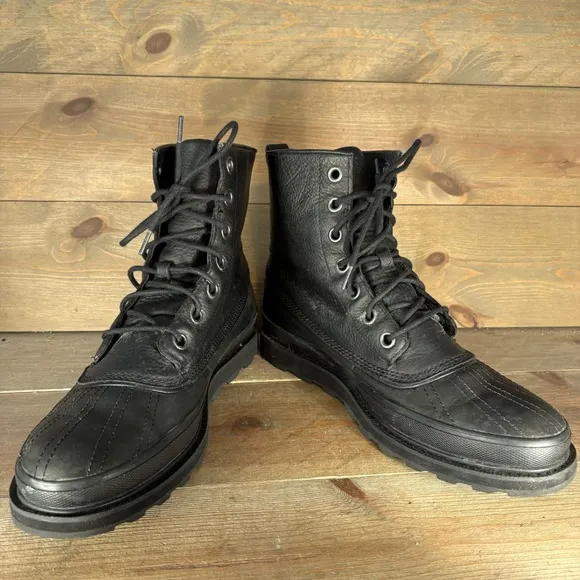 sorel madson 1964 mens size 12 shoes black leather wateproof duck boots