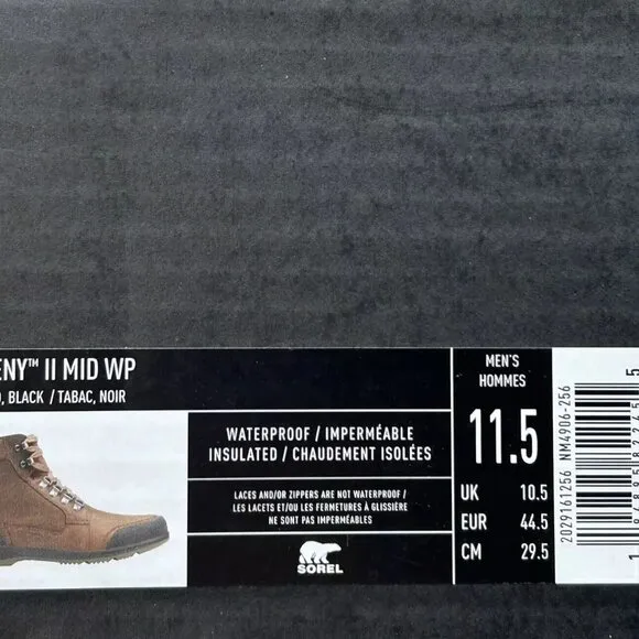 SOREL Men's Waterproof Leather Ankeny Mid Boots Size 11-11.5 Brown Waterproof