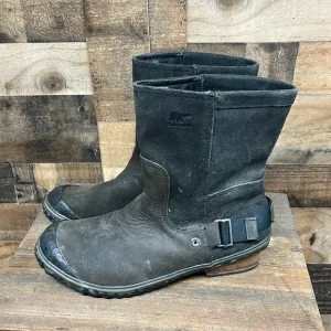 Sorel NL2107 Slim‎ Shortie Boots Suede Black Waterproof Women's Size 10