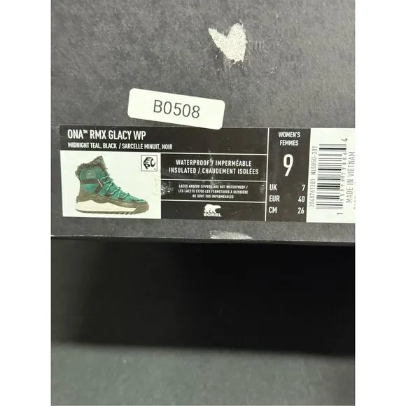 Sorel Ona RMX Glacy Waterproof Boots Midnight Teal Black 9