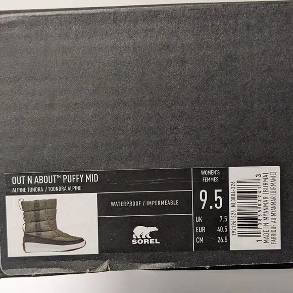 Sorel Out N About Puffy Waterproof Winter Boots, Alpine, Women's 9.5 M