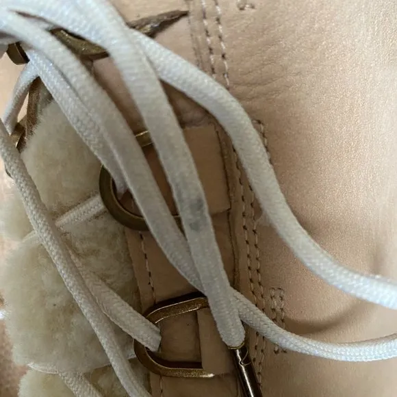 Sorel Phoenix Lace Lux boots in Tan Gold with Shearling Tongue Waterproof Winter
