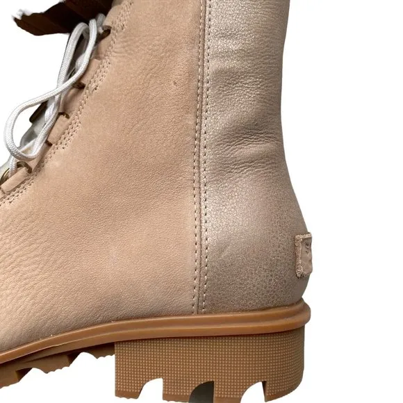 Sorel Phoenix Lace Lux boots in Tan Gold with Shearling Tongue Waterproof Winter