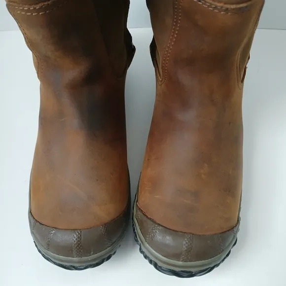 Sorel Slimboot Waterproof Leather Oiled Suede Brown Boots Women's Size 10