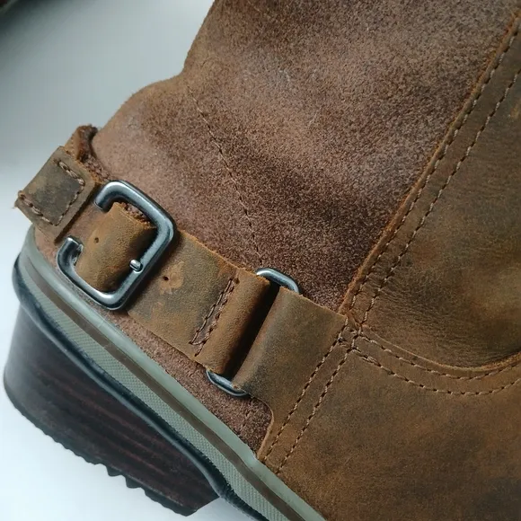 Sorel Slimboot Waterproof Leather Oiled Suede Brown Boots Women's Size 10